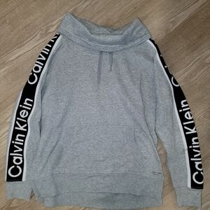 Calvin Klein Gray Hoodie with Logo Sleeves